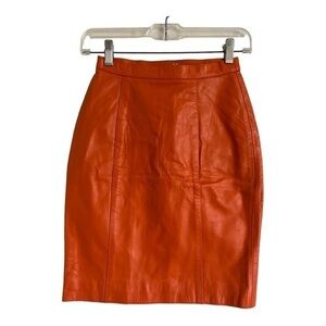 Vintage 80s La Roxx Red Leather Mini Skirt Size 4